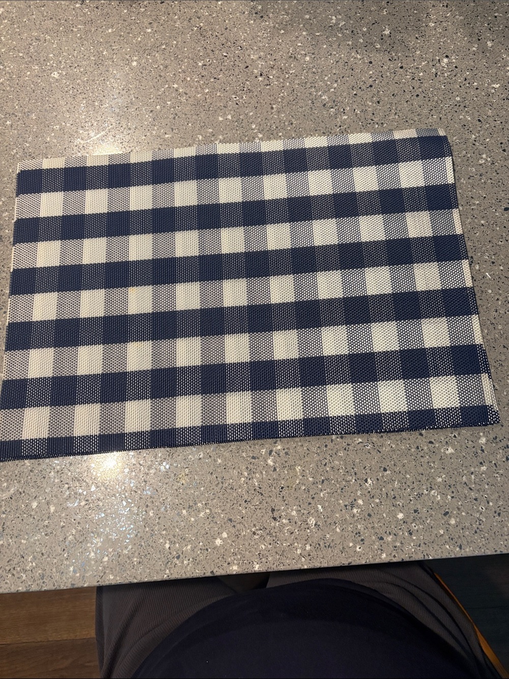 6 Blue and White Check woven vinyl Placemat set